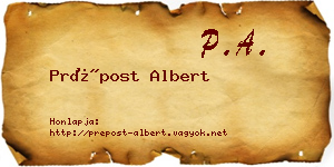 Prépost Albert névjegykártya